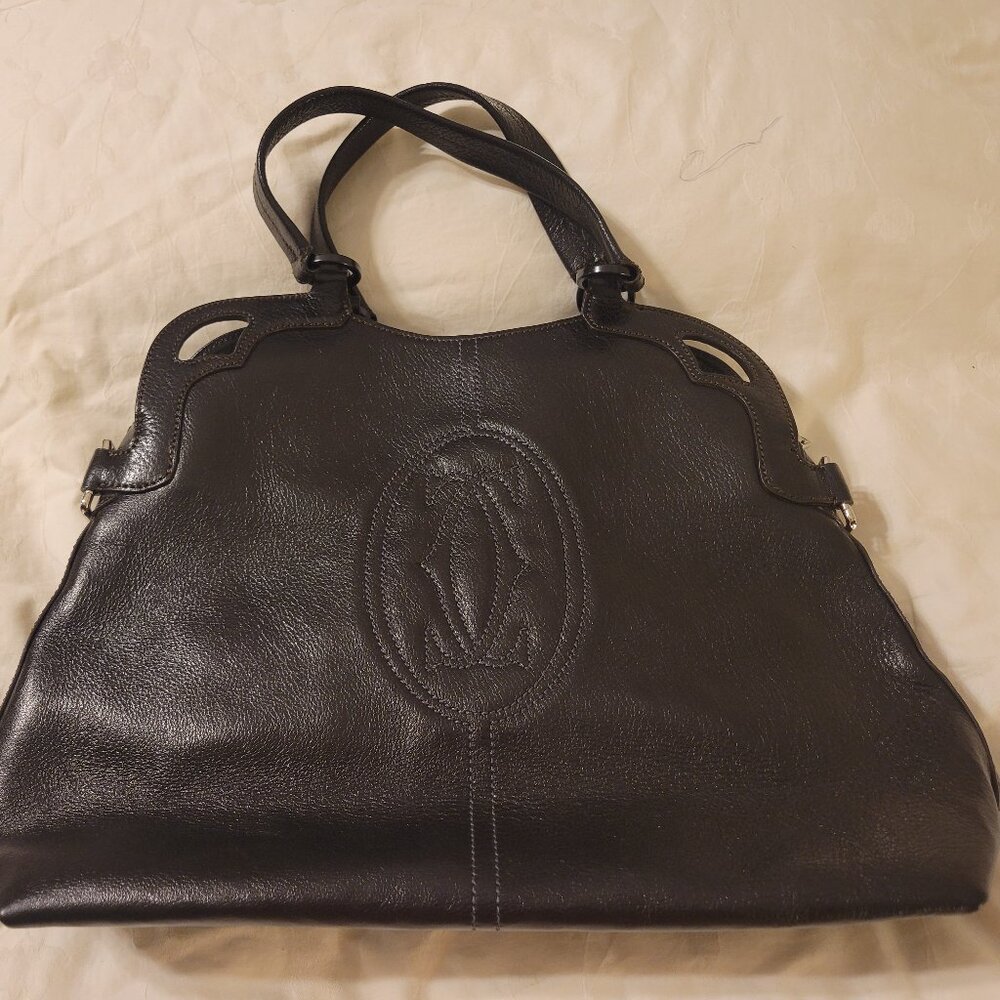 AUTHENTIC Cartier Black Leather Marcello de Cartier Bag